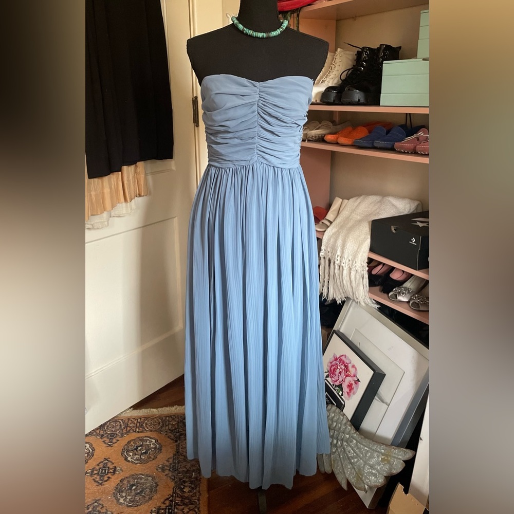 Elegant Blue Strapless Dress